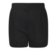 Zwarte Katoenmix Keper Shorts Sportmax , Black , Dames