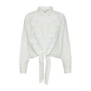 Witte Stropdas Shirt met Borduurwerk Y.a.s , White , Dames