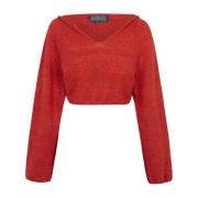 Rode Gebreide Hoodie Alpaca Kasjmier Zijde Cortana , Red , Dames