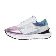 Blauw en Roze Leren Sneakers Mikakus Barcelona , Pink , Dames