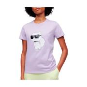 Ikonik Choupette Lavendel T-shirt Karl Lagerfeld , Purple , Dames