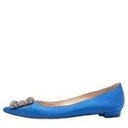 Pre-owned Satin flats Manolo Blahnik Pre-owned , Blue , Dames