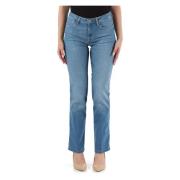 Mid Rise Straight Jeans met Strass Logo Guess , Blue , Dames