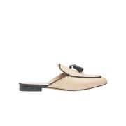 Beige Straw Mules met Tassels Scarosso , Beige , Dames