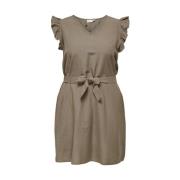 Frill Jurk Walnoot Only Carmakoma , Brown , Dames
