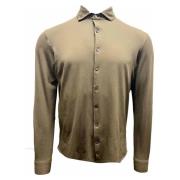 Zachte Olijf Pique Shirt Feinjersey Gran Sasso , Brown , Heren