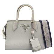 Pre-owned Leather totes Prada Vintage , Gray , Dames