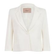 Witte Bloemenkant Blazer Milano Stijl Twinset , Beige , Dames