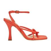 Oranje Leren Geweven Sandaal Stiletto Pinko , Orange , Dames