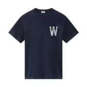 Katoenen T-shirt met zak Woolrich , Blue , Heren