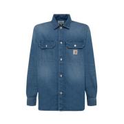 Denim Jean Jacket met Logo Knopen Carhartt Wip , Blue , Heren