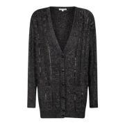 Grijze Gebreide Cardigan met Lamé Details Patrizia Pepe , Gray , Dames