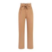 Beige Canvas Wijde Broek Twinset , Brown , Dames