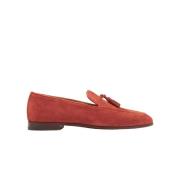 Rust Suède Tassel Loafers Scarosso , Red , Heren