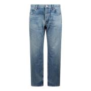 Blauwe Denim Straight-Leg Jeans Saint Laurent , Blue , Heren