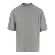 Katoenen T-shirt met Logo Borduurwerk Emporio Armani , Gray , Heren