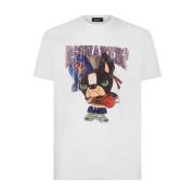 Logo Print Katoenen T-shirt, Wit Dsquared2 , White , Heren