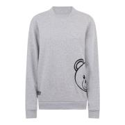 Grijze Unisex Sweatshirt met Dubbel Logo Moschino , Gray , Dames