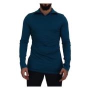 Luxe Blauwe Katoenen Pullover Sweater Dolce & Gabbana , Green , Heren