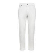 Witte Denim Straight-Leg Jeans Brunello Cucinelli , White , Heren