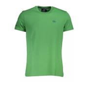 Groene Katoenen T-shirt met Geborduurd Logo La Martina , Green , Heren