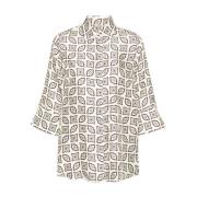 Zijden Overhemd met Geometrische Print Alberto Biani , White , Dames