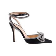 Zwarte Satijnen Slingback Pumps met Strass Mach & Mach , Black , Dames