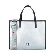 Zilveren Leren Shopper Tas Astra Rebelle , Gray , Dames