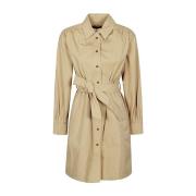 Beige Katoenen Knielange Overhemdjurk Max Mara Weekend , Beige , Dames