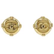 Pre-owned Metal earrings Chanel Vintage , Yellow , Dames