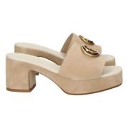 Bruine Suede Platform Sandalen Guess , Beige , Dames