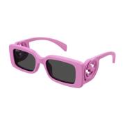 Stijlvolle Rechthoekige Zonnebril Roze Grijs Gucci , Pink , Unisex