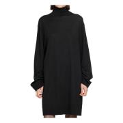 Zwarte Gebreide Coltrui Jurk Helmut Lang , Black , Dames