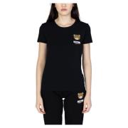 Zwarte bedrukte dames T-shirt Moschino , Black , Dames