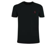 Zwarte Katoenen T-shirt Slim Fit Ralph Lauren , Black , Heren