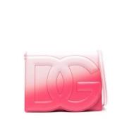 Logo-geborduurde leren crossbody tas Dolce & Gabbana , Pink , Dames