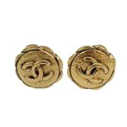 Pre-owned Metal earrings Chanel Vintage , Yellow , Dames