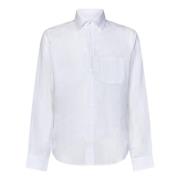 Witte Linnen Knoop-Down Overhemd Sease , White , Heren
