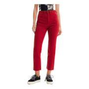 Bordeaux Plain Jeans Rits Knoopsluiting Desigual , Red , Dames