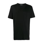 Zwart V-hals T-shirt met logo Dolce & Gabbana , Black , Heren