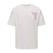 Casual Katoenen T-shirt Only & Sons , White , Heren