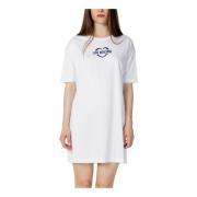 Witte Katoenen Zomerjurk Love Moschino , White , Dames