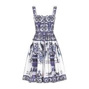 Geometrische Print Katoenen Jurk Dolce & Gabbana , Blue , Dames