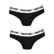 Dames Katoenen Slip Bi-Pack Philipp Plein , Black , Dames