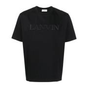 Zwart Geborduurd Tee-Shirt Parijs Lanvin , Black , Heren