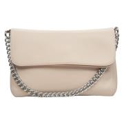 Dames Licht Beige Leren Crossbody Tas met Zilveren Ketting Er00113763 ...