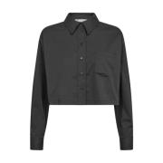 Katoen Crisp Crop Shirt Co'Couture , Black , Dames