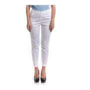 Slim Fit Katoenen Stretch Enkellange Broek Seventy , White , Dames