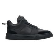 Luxe Zwarte High-Top Sneakers Echt Leer Estro , Black , Heren