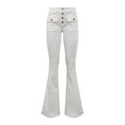 Flared Knoopsluiting Denim Jeans Seafarer , Gray , Dames